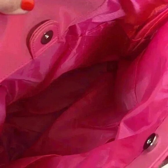 EVER MODA PINK BLACK WHITE QUILTED PURSE TOTE POCKETS BOW - Picture 5 of 7